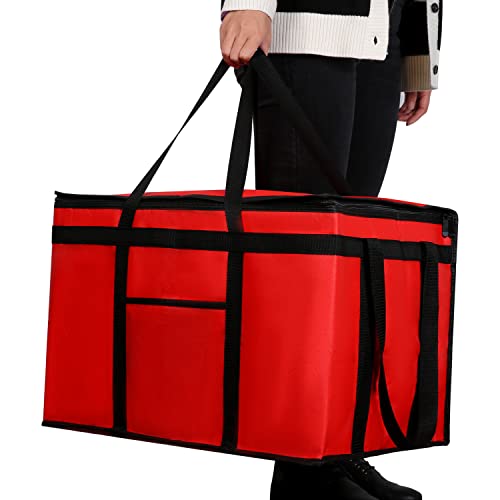 musbus 4 PACK 22x14x13 XXXL Insulated Food Delivery Bag Cooler Bags Keep Food Warm Catering Therma for doordash Catering Cooler Bags Therma Catering Shopper hot Red 22w x 14 lx 13d - color: Red, size: XXX-Large（24W x 15H x 14D）