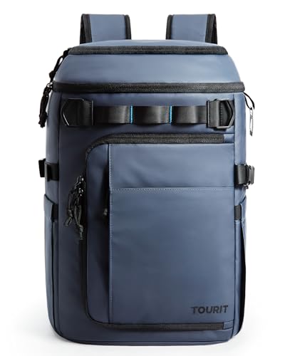 TOURIT 38 Cans Backpack Cooler: Leak Proof Waterproof 2 Insulated Compartments Soft Cooler Bag Beach Travel Camping Picnic, Sports Fan Coolers - color: Navy Blue