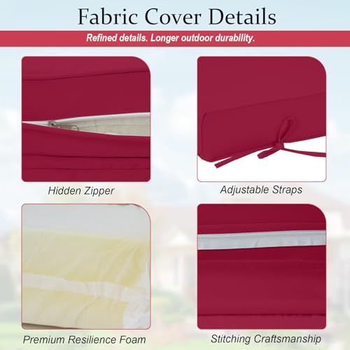 Chaise Lounge Cushions Outdoor 72x21x4 Inch, Patio Lounger Chair Cushion with Removable Cover, Fade Resistant Replacement Pad for Outdoor Furniture (Burgundy, 72x21x4 inch) - color: Burgundy