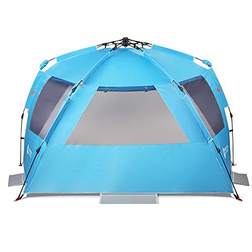 Easthills Outdoors Instant Shader Dark Shelter XL Beach Tent 99" Wide for 4-6 Person Sun Shelter UPF 50+ with Extended Zippered Porch Pacific Blue - color: Dark Shelter - Pacific Blue