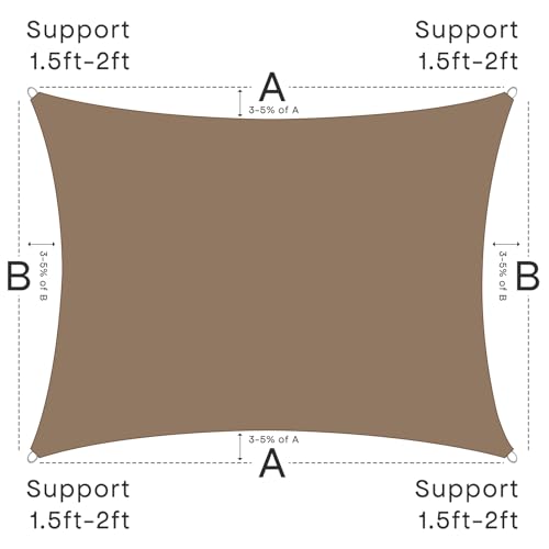 Sun Shade Sail Canopy, 16' x 20' Rectangle 95% UV Block Shade Cover for Outdoor, Backyard Patio, Lawn, Garden, Sandbox Carpor Mocha - color: Mocha, size: 16' X 20'