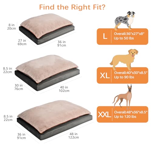 Amazon Basics Dog Bed with Cooling Gel Memory Foam, Pressure-Relief Support for Dogs up to 50lbs, Non-Slip Bottom, Machine Washable Cover, Large Sized (36" x 27"), Grey - color: Grey, size: Large, style: Plush Cushion Bed