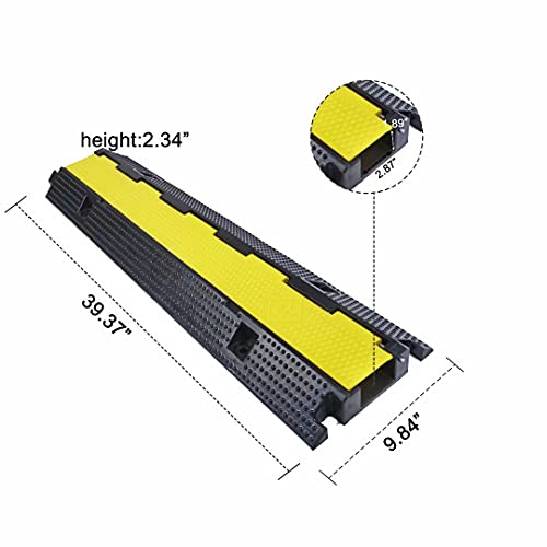 Rubber Cable Ramp Cord Cover Cable Protector Ramps Wire Hose Protective 1 Channel 22000Lbs Load Capacity Traffic Speed Bump for Asphalt Concrete Gravel Driveway Indoor Outdoor, 2 Pack - color: 1 channel-2 pack