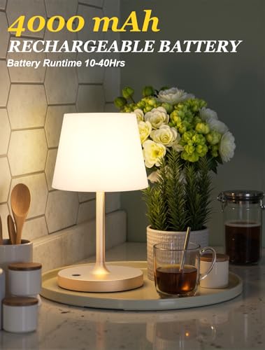 Kakanuo Champagne Gold Shower Lamp Waterproof, Rechargeable Cordless Lamp with 4000mAh Battery, Touch Dimmable Table Lamp for Outdoor, Kitchen, Bathroom, Camping, Patio, IP54 - color: Champagne Gold