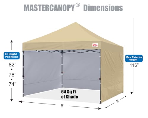 MASTERCANOPY Heavy Duty Pop-up Canopy Tent with Sidewalls (8x8,Beige) - color: Beige, size: 8x8