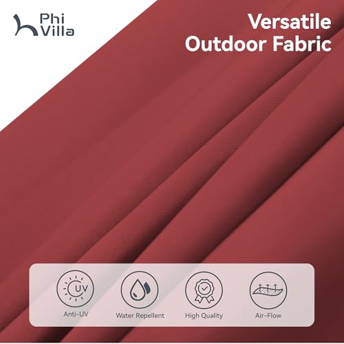 PHI VILLA 15ft Patio Umbrella Double-Sided Outdoor Market Extra Large Umbrella with Crank, Umbrella Base Included (Dark Red) - color: Dark Red