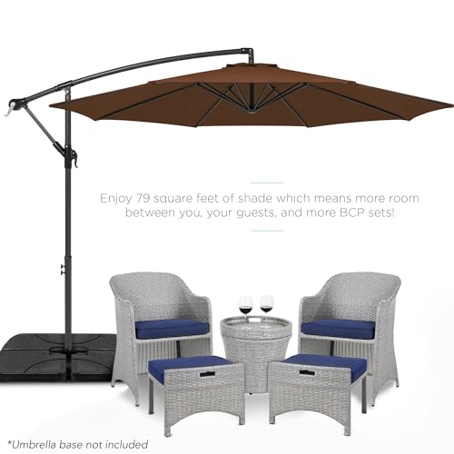 Best Choice Products 10ft Offset Cantilever Hanging Market Patio Umbrella, 8 Sturdy Ribs, Easy Adjustment - Brown - color: Brown, size: Offset