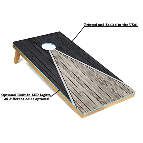 Tailgating Pros Pyramid Design Lightweight Cornhole Board Set w/Built-in LEDs - 4'x2' Regulation Cornhole Game - color: Grey/Red
