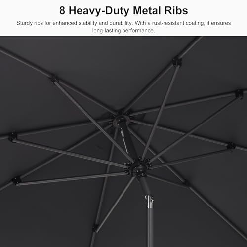 PURPLE LEAF 6.5' x 6.5' Square Patio Umbrella Outdoor Table Umbrella Aluminum Frame Market Umbrella Sun Umbrella with 8 Sturdy Ribs & Tilt for Garden Deck Lawn & Pool Gray - color: Gray, size: 6.5' x 6.5'