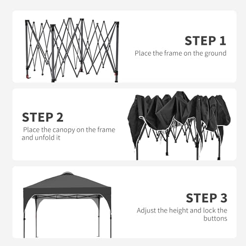GDY 10x10 Pop Up Canopy Tent, Easy-Setup Gazebo, Outdoor Canopy with 3 Adjustable Heights for Events, Parties, Camping, Black. - color: Black, size: 10x10
