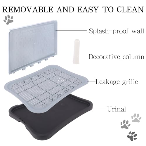 Indoor Dog Potty Tray with Splash Guard, 20"x15.5"x1.4" Pee Pad Holder for Puppies & Small Dogs, Waterproof Easy-Clean Dog Toilet Training Tray (Gray)