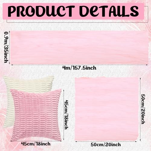 Beeveer 91 x 71 Extra Large Outdoor Boho Picnic Blanket with Pink Table Runner, 6 Throw Pillow Covers 6 Napkins Woven Cotton Yarn Oversize Beach Blanket Washable Picnic Camp Wedding - color: Pink