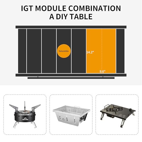 Naturehike Folding IGT Camping Table, Portable IGT Cook System, Ultralight Aluminum Camp Table for Outdoor Picnic Car RV Trip Patio Backyard BBQ - style: Standard