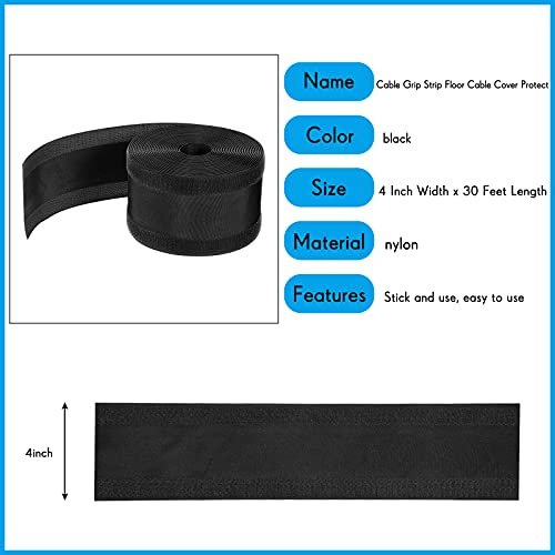 Syhood Cord Cover Floor Cable Protector Carpet Wire Cover Floor Cable Management for Office Carpet Organized and Protect(4 Inch X 30 Feet,Black) - color: Black, size: 4 Inch X 30 Feet