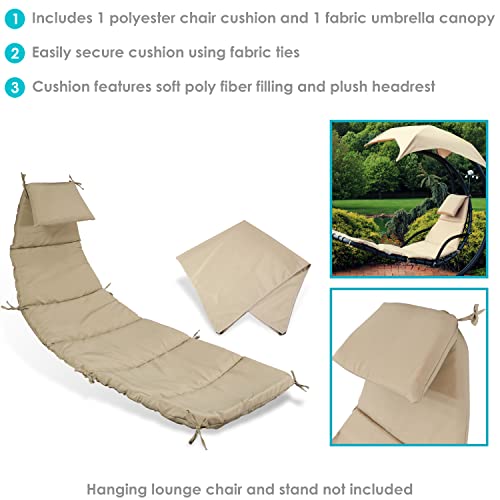 Sunnydaze Outdoor Hanging Lounge Chair Replacement Cushion and Floating Umbrella Fabric Only - Curved Swing Chair Cushion Replacement - Beige - color: Beige