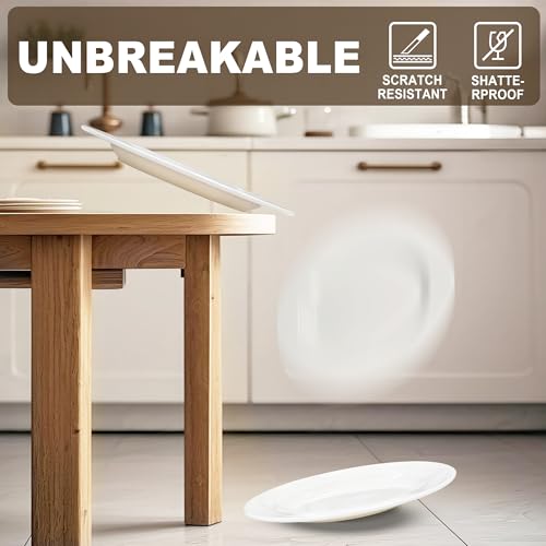 6 Sets 8 Inch Plate Set Unbreakable Lightweight Dessert Plates - White Dinner Plates Dishwasher Safe Outdoor Kitchen Kids Snack Plate Scratch Resistant Reusable Gift For Wedding Home Everyday Use - color: 8 in Plate White