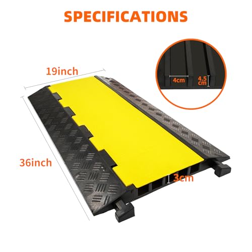 5 Channel 2 Pack Cable Protector Ramp Traffic Wire and Hose Ramp Cord Cover Heavy Duty Channels 18,000 lbs Load Capacity Cable Wire Ramp Speed Bump Driveway Cable Ramp Protective Cover - size: 5 Channel 2 Pack