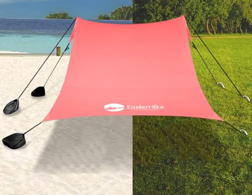 easierhike Beach Canopy Windproof Design, Sun Shelter UPF50+ Portable Family Tent with 6 Sandbags Anchors 8x8 FT 2 Pole Pop Up Outdoor Shelter for Beach, Camping, Fishing, Backyard