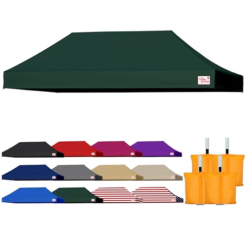 Tradesparker 10x20 Commercial Pop Up Canopy Replacement Top-Windproof D-Rings+Banner Grommets+Loop Pile Wall System,Ez Canopy Cover ONLY-Frame/Side Walls NOT Included(ForestGreen) - color: Forestgreen, size: 10x20