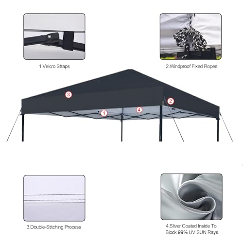 Joramoy 8×8 Canopy Replacement Top Only, Waterproof Pop Up Canopy Tent Cover with Windproof Ropes for Straight Leg Frame, Canopy Top Sunshade Sliver Coated for Outdoor Garden Patio Camping(Black) - color: Black, size: 8x8 Cover Only