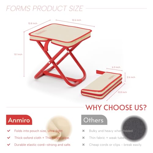 Portable Stool Camping Stool,Mountaineering and Hiking 12.6-Inch Portable Folding Stools for Outdoor Gardening and Beach Camping Fishing,Folding Stool with Carry Bag to 200LB Load Capacity