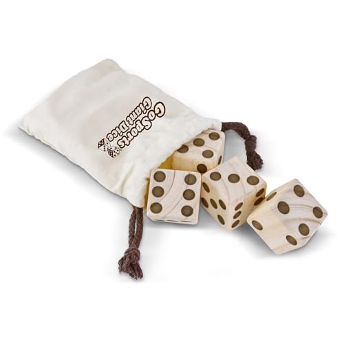 GoSports Giant Wooden Playing Dice Set with Rollzee and Farkle Scoreboard - Includes 6 Dice, Dry-Erase Scoreboard and Canvas Tote Bag - Choose 2.5 Inch or 3.5 Inch Dice) - style: 2.5 Inch Natural Wood Dice