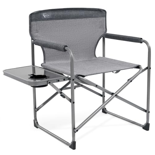 Busy Bee Oversized Kids Camping Chair with Cup Holder, High Back Toddler Chair Kids Folding Chair, Perfect for Beach & Outdoor, Supports 150 Lbs. - color: Grey, style: Director Chair