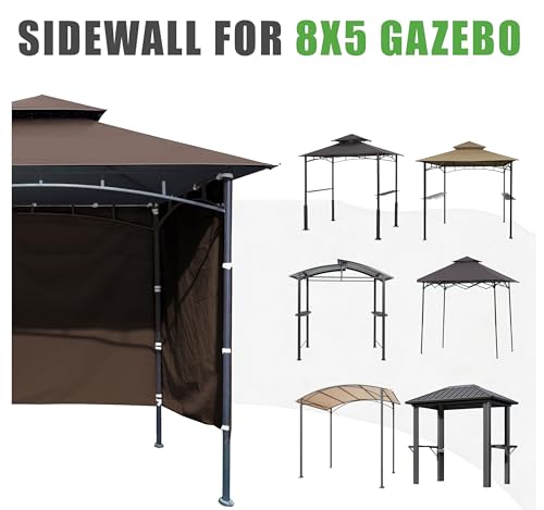 3PCS Grill Gazebo Replacement Canopy Sidewall, 5' x 8' Outdoor BBQ Gazebo Canopy Sunwall,(Beige) - color: Beige