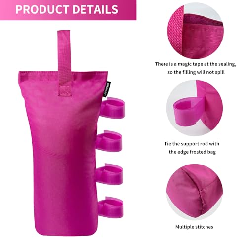 Joramoy Heavy Duty Canopy Weight Bags(120LBS) for Pop up Canopy Tent, Leg Canopy Weights Sand Bags for Instant Outdoor Sun Shelter Canopy/Patio Umbrella,Set of 4, Pink(Without Sand) - color: Pink, size: 120lbs