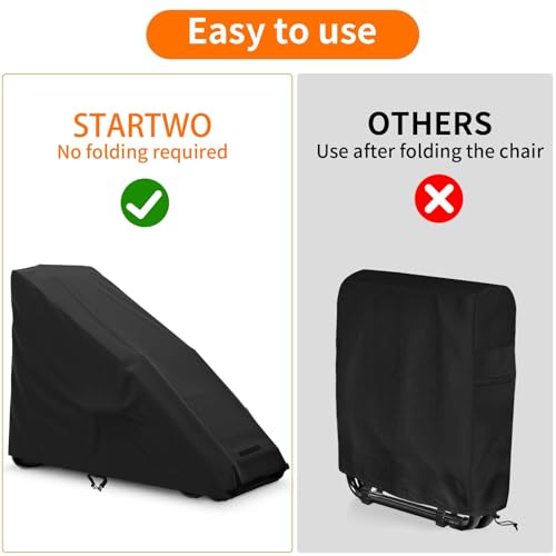 STARTWO Zero Gravity Chair Cover Outdoor Waterproof Folding Lounge Armchair Cover for Zero Gravity Chair with Storage Bag, Black