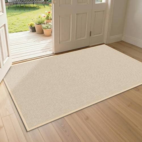 Indoor Door Mats 32"x47" Door Mat Indoor Entrance Resist Dirt Inside Washable Non Slip Entry Rugs for Entryway, Beige - color: Beige, size: 32"x47"
