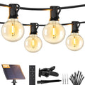 Brightever 38FT Solar String Lights Outdoor with Remote and 15+1 LED Shatterproof G40 Bulbs, Dimmable & Timable, 3 Lighting Modes, Waterproof Solar Power Patio Lights for Outside, Party, Cafe, Bistro - size: 38FT