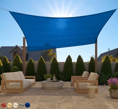 GORILLA GRIP Heavy Duty Sun Shade, UV Protection Fade Tear and Rust Resistant Rectangle Sunshade Canopy, Curved Edges Blocks Sunlight, Breathable Sail, Outdoor Patio, Lawn Garden, 8x10 FT Blue - color: Blue, size: 8' X 10', style: Rectangle