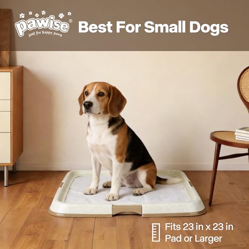Pawise Upgraded Dog Pee Pad Holder for Puppy, Puppy Pad Holder Tray, Pet Training Pee Pad, Indoor Potty Tray for Senior Dogs, Dog Toilet for Newborn Puppies, Includes 4 Pee Pads,23.5" x 23.5" - size: Medium