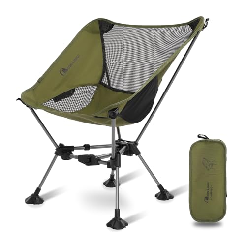 MOON LENCE Portable Camping Chair，Lightweight Backpacking Hiking Chairs,Compact,Foldable,with Anti-Sinking Large Feet for Beach,330 lbs Capacity (Green, Plus) - color: Green, size: Plus