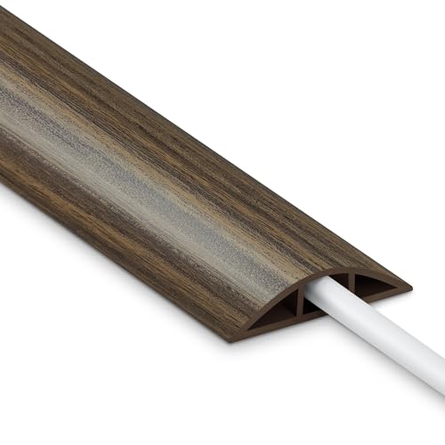 Misty Brown Wood Cord Hider - 4FT Soft Cord Protector, Hide Extension Floor Wire Covers for Cords, Organizer Wires Floor Cable Cover, Cable Cavity: 0.47" (W) x 0.24" (H) - color: Misty Brown Wood, size: W2" × L4'