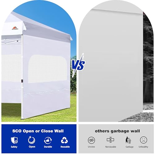 SCOCANOPY Sidewall for 12x12 Canopy Frame with Mesh Window and Zipper, 3 Pieces Sunwalls Only, (Light Grey) - color: Gray, size: 12X12