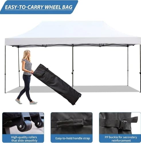 CABIHOME 10X20FT Instant Pop Up Canopy Tent, Beach Tent with One Push Setup, Heavy Duty Canopy Set, Waterproof & UV Protected, Outdoor Canopy for Commercial Events, Camping, Backyard Parties, White
