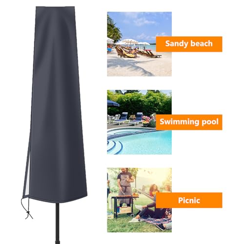 OKPOW Outdoor Umbrella Cover - Small Patio Cover for 6 ft to 9 ft Table Umbrellas - Waterproof Windproof Anti-UV Garden Parasol Covers, Dark Grey - color: Dark Grey