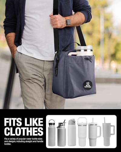 Sports rabbit Insulated Lunch Bag for Men – Front Pocket Compatible with 40/30OZ YETI Bottles – Leakproof Cooler Tote, Water-Resistant Wax-Coated Oxford – Perfect for Work, Travel, Picnics (Gray) - color: Gray