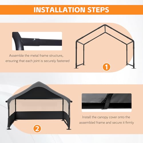 KEIKI Dog Shade Shelter Pet Tent Outdoor with 3-Sided Mesh Windows, Waterproof Sun Protection Pet House Animal Shelter for Dogs, Small Animals, 4'x4' x3.3', Gray - size: 47.5“x50"x37"