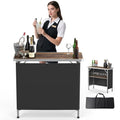 Bonnlo Folding Portable Bar Table, Mobile Bar Table for Events, Party, Camping, Picnic, Tradeshow, Indoor with Black Skirt 39 "L x 34" H - color: Nature