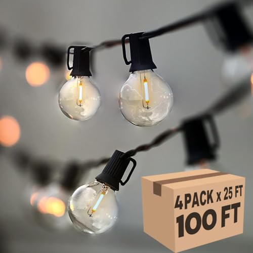 Lampat String Lights, LED 100 Light Bulbs, 100Ft G40 Globe String Lights with Bulbs-UL Listd for Indoor/Outdoor Commercial Decor - size: 100 FT 100 Light Bulbs