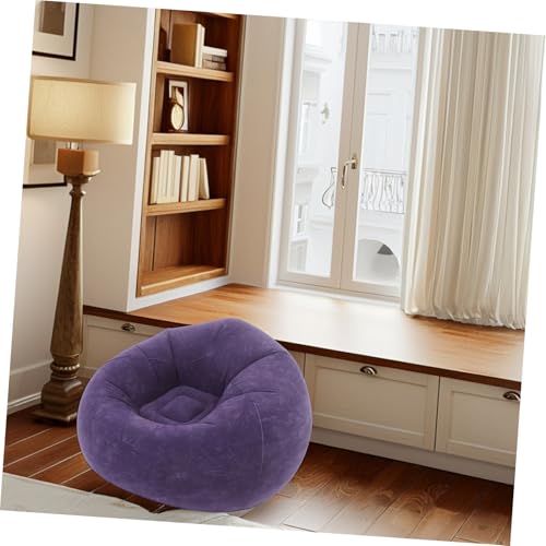 OUNONA Inflatable Bean Bag Chair for Adults Portable Flocked Lazy Sofa for Use for Living Room Bedroom Camping Includes Inflatable Pump
