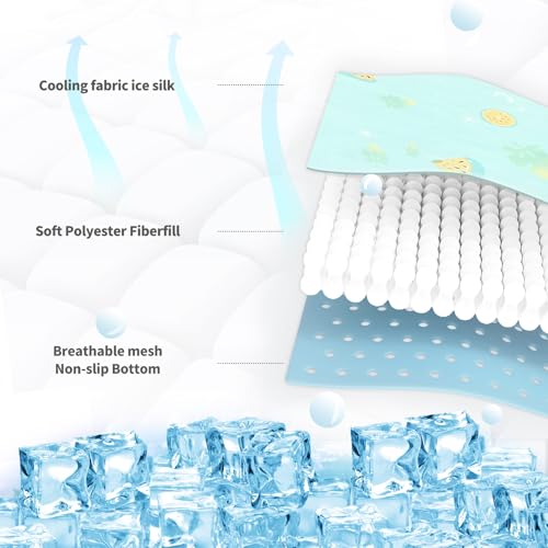NWK Pet Cooling Mat -Q-Max>0.345 Ice Silk Cooling Mat for Dogs & Cats Portable & Washable Pet Cooling Blanket, Car Seats, Beds for Summer (Green Fruit, 27'' X 20'' X 0.3'') - color: Green Fruit, size: Medium (27'' X 20'' X 0.3'')