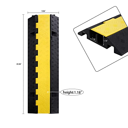 Rubber Cable Ramp Cord Cover Cable Protector Ramps Wire Hose Protective 22000Lbs Load Capacity Traffic 2 Channel Speed Bump for Asphalt Concrete Gravel Driveway Indoor Outdoor, 3 Packs - color: 2 Channel - 3 Pack