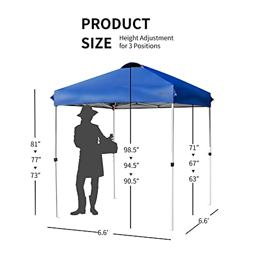 Tangkula Outdoor Pop-up Canopy Tent, 6.6 x 6.6 FT Height Adjustable Commercial Instant Canopy w/Portable Roller Bag, 4 Weight Bags, Outdoor Camping Sun Shelter for Camping, Party - color: Blue, size: 6.6x6.6 FT