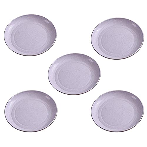 5 Pack Wheat Straw 6 Inch Plates, Small Dinner Plates, Round Dishes with Raised Edge, Reusable Salad Plates set, Unbreakable Appetizer Dessert Serving Plates for Party (Purple) - color: Purple