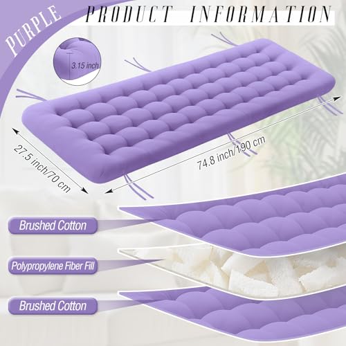 Vercraft Long Floor Cushion Large Floor Cushion with Brushed Cotton 74.8 x 27.5 x 3.15 in Jumbo Lounger Pillow for Outdoor Indoor Bay Window Meditation Yoga Reading Sleeping(1 Pc,Purple) - color: Purple
