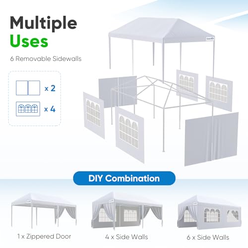 Quictent 10x20 Party Tent Gazebo Wedding Canopy Tent for Parties BBQ Shelter Pavilion with Removable Church Sidewalls & Elegant Church - size: 10'x20'-standard
